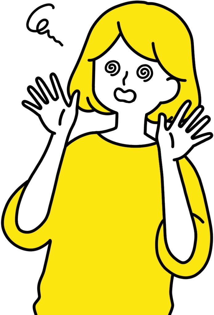 めまいに悩まされる女性のイラスト