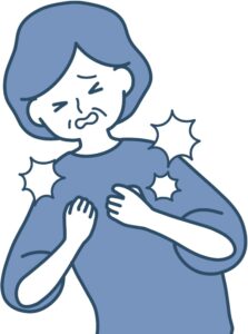 肋間神経痛で悩む女性