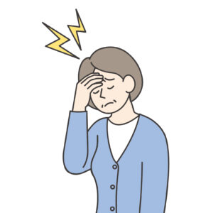 頭痛に苦しむ女性のイラスト