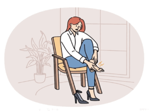 外反母趾で足が痛い女性のイラスト