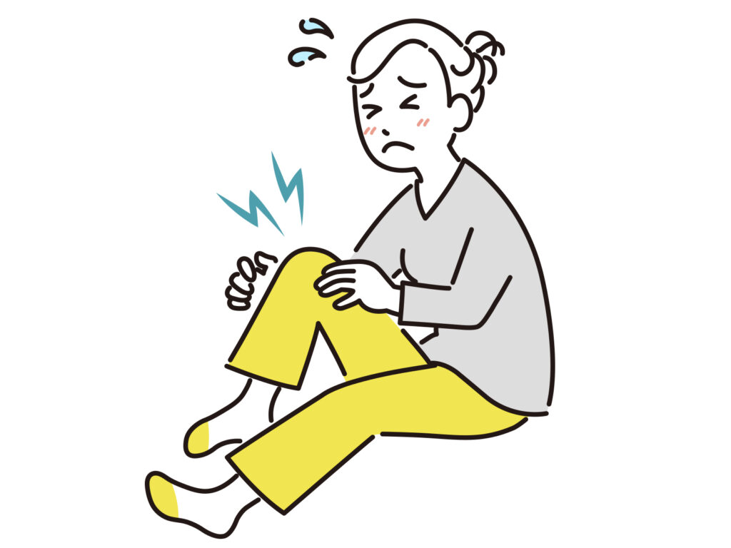 膝の痛みに悩む女性のイラスト