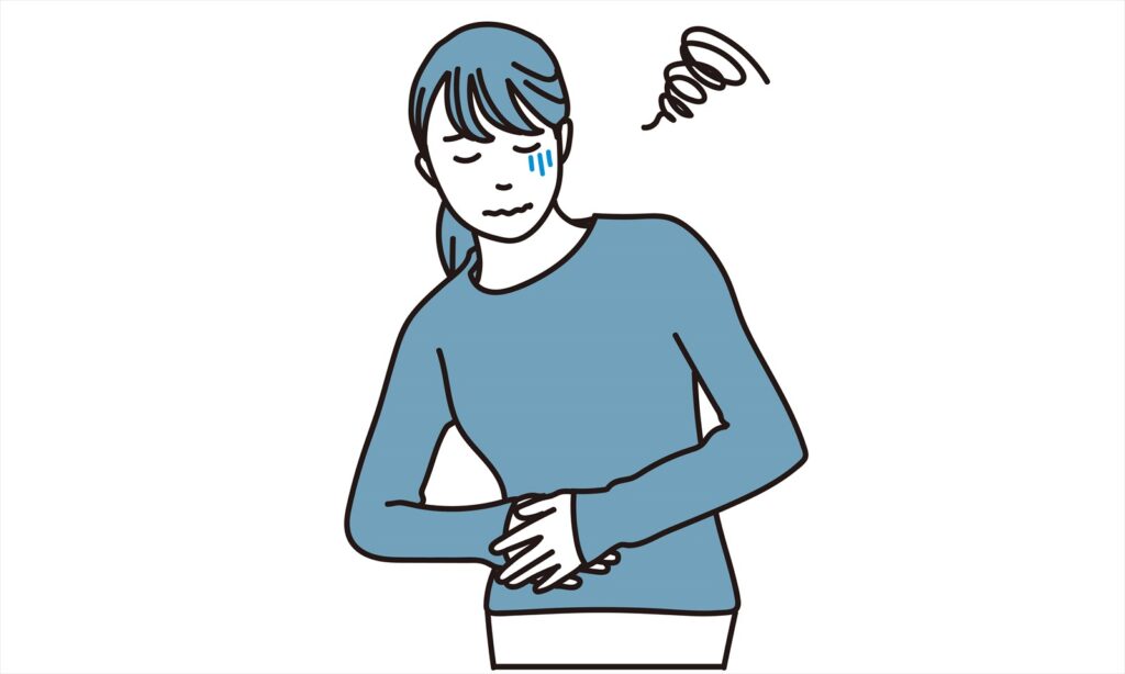 胃の不調に悩む女性イラスト